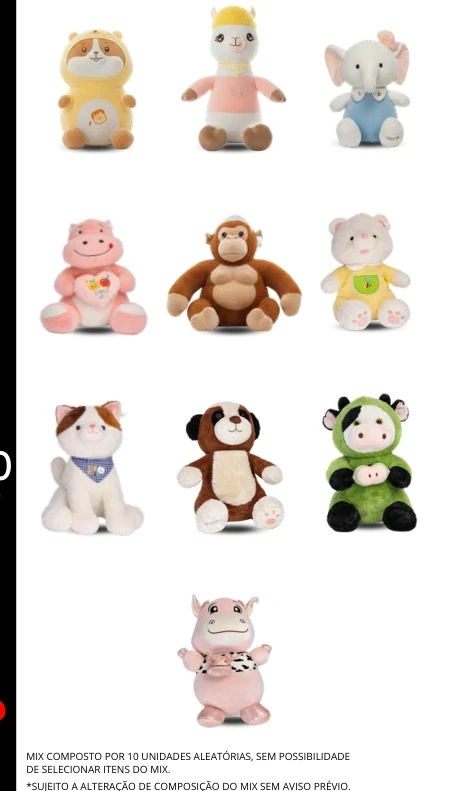 Mix GG - Pelúcias GG | Prêmios Toy Box para máquinas